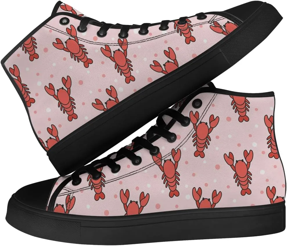 Lobster High Top Canvas Shoes for Men Women High Top Sneakers Lace Up Casual Shoes Gifts for Papa Mama