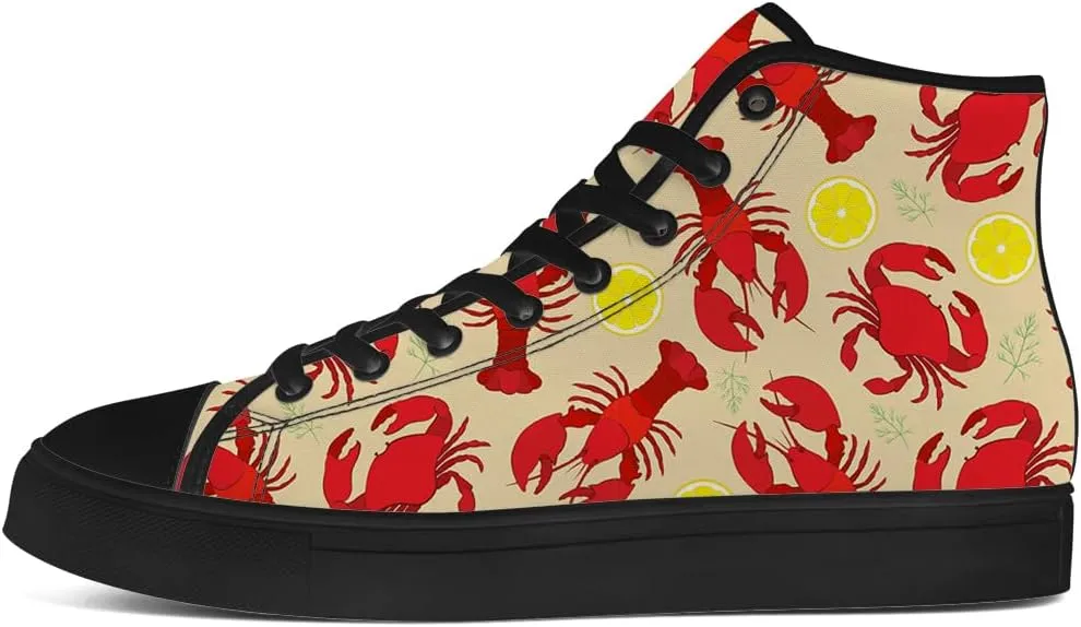 Lobster High Top Canvas Shoes for Men Women High Top Sneakers Lace Up Casual Shoes Gifts for Papa Mama