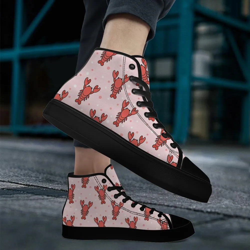 Lobster High Top Canvas Shoes for Men Women High Top Sneakers Lace Up Casual Shoes Gifts for Papa Mama