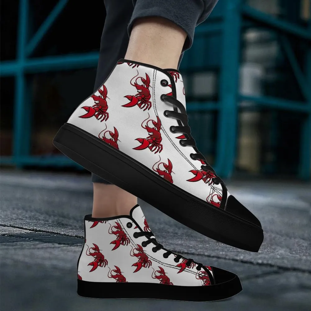 Lobster High Top Canvas Shoes for Men Women High Top Sneakers Lace Up Casual Shoes Gifts for Papa Mama
