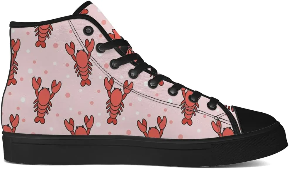 Lobster High Top Canvas Shoes for Men Women High Top Sneakers Lace Up Casual Shoes Gifts for Papa Mama