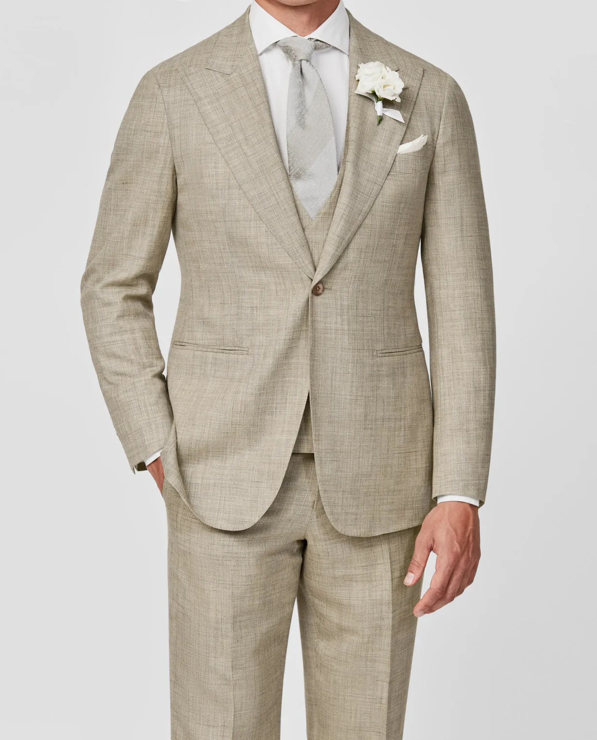 Loro Piana SUMMERTIME Beige Tropical Wool, Silk & Linen