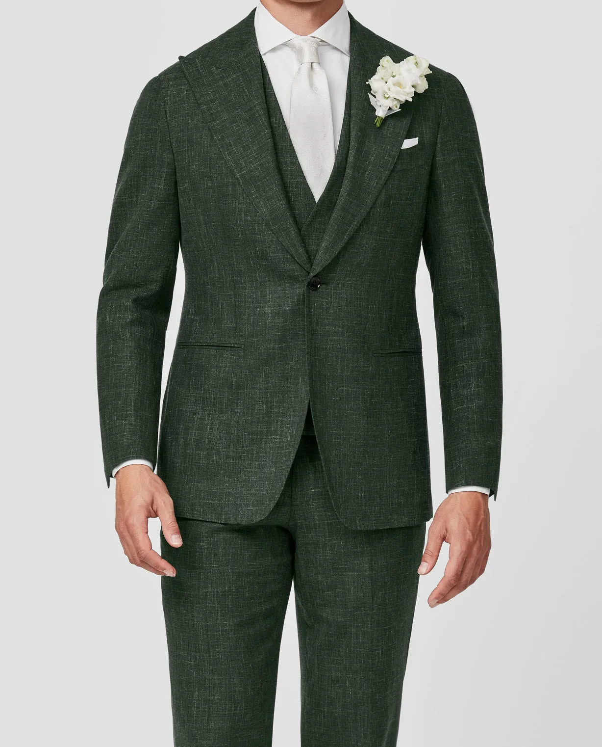 Loro Piana SUMMERTIME Dark Green Light Wool, Silk & Linen Tropical
