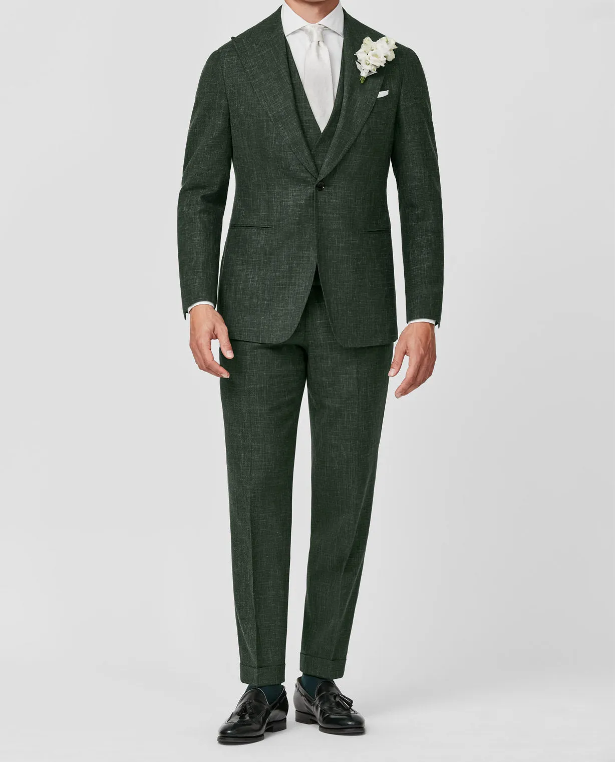 Loro Piana SUMMERTIME Dark Green Light Wool, Silk & Linen Tropical