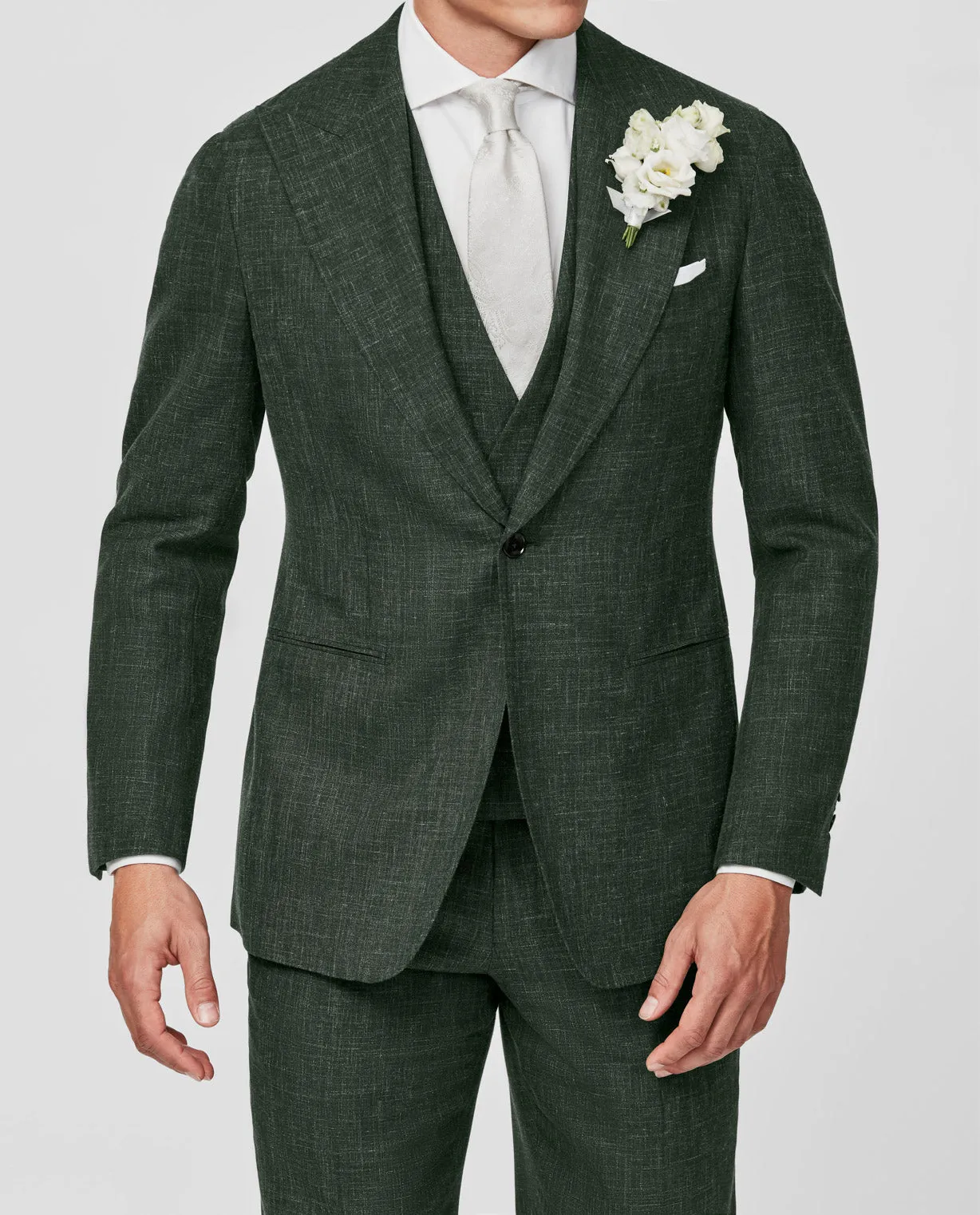 Loro Piana SUMMERTIME Dark Green Light Wool, Silk & Linen Tropical