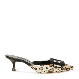 Manolo Blahnik - Mafrisa 50 Calf Hair Mules Leopard Print