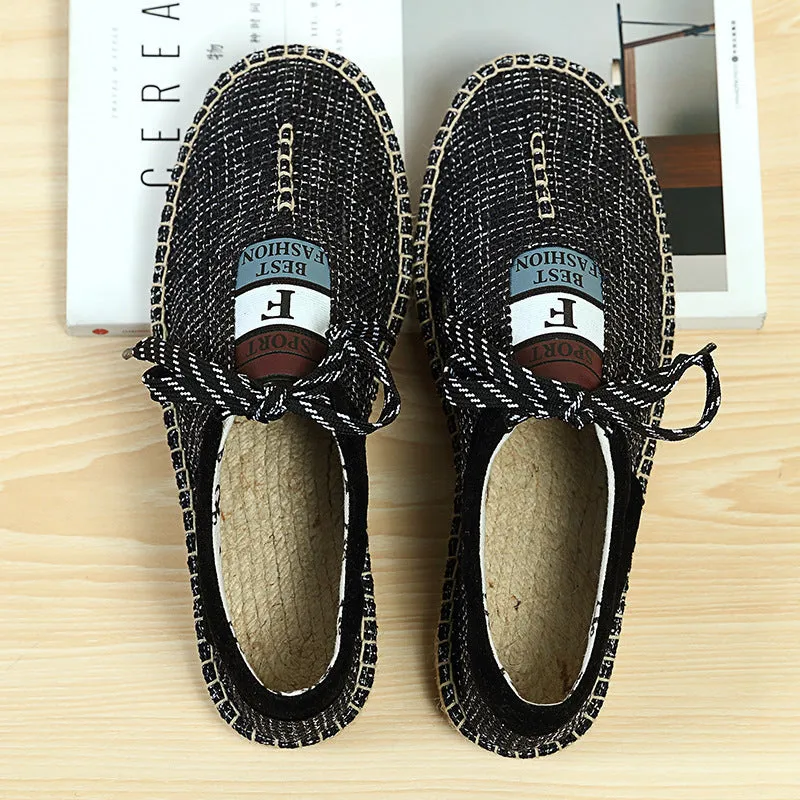 Men Linen Breathable Soft Flat Slip On Espadrilles