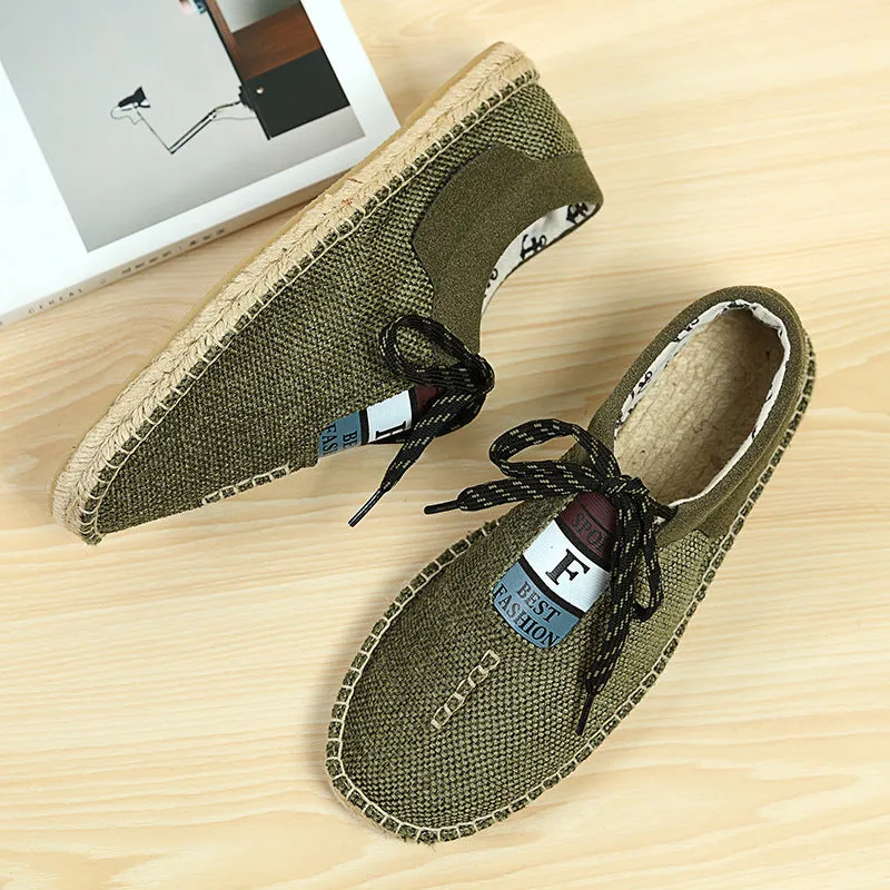 Men Linen Breathable Soft Flat Slip On Espadrilles