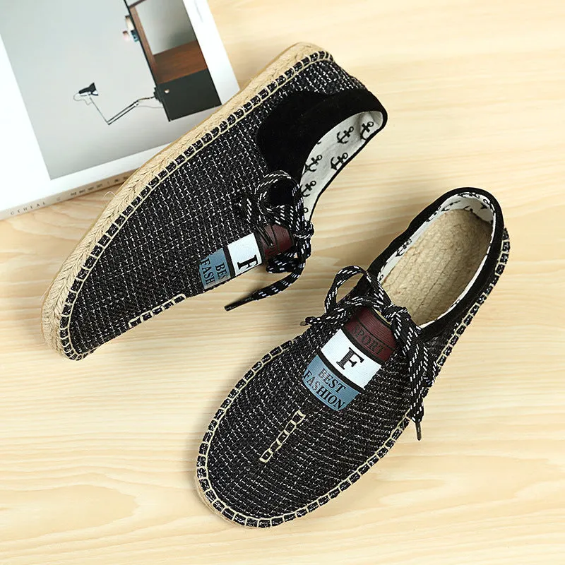 Men Linen Breathable Soft Flat Slip On Espadrilles