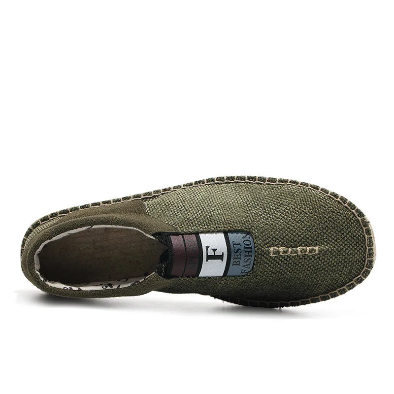 Men Linen Breathable Soft Flat Slip On Espadrilles