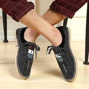 Men Linen Breathable Soft Flat Slip On Espadrilles
