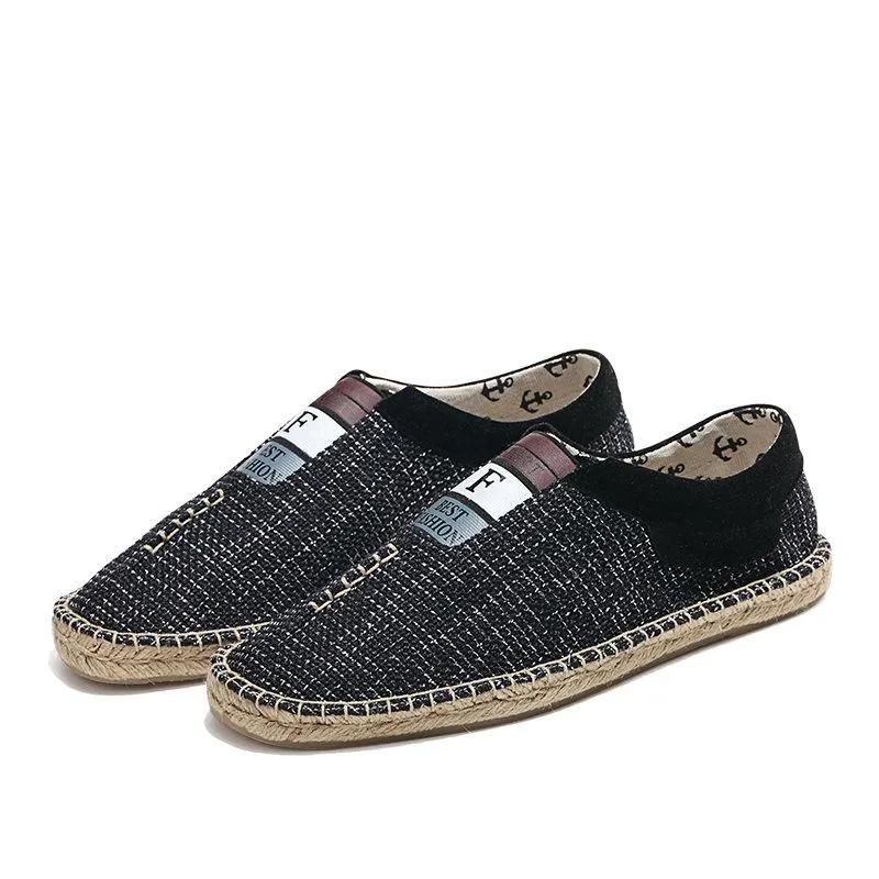 Men Linen Breathable Soft Flat Slip On Espadrilles