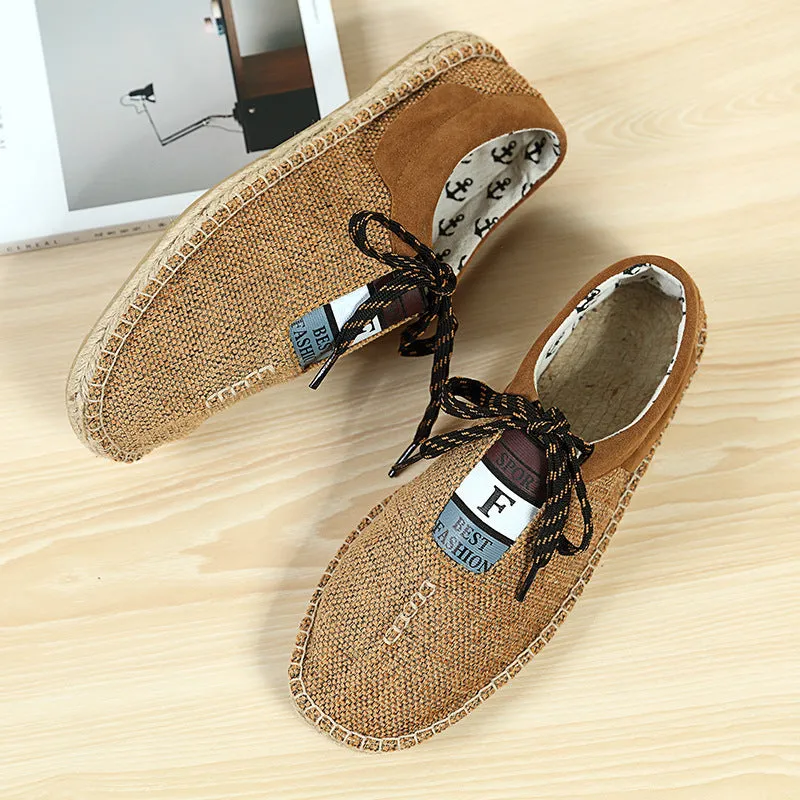 Men Linen Breathable Soft Flat Slip On Espadrilles