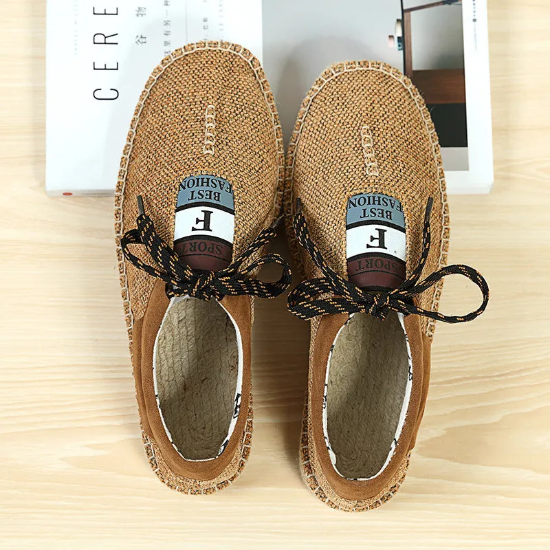 Men Linen Breathable Soft Flat Slip On Espadrilles