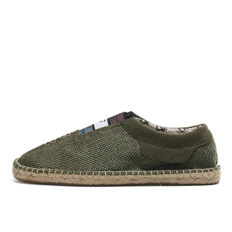 Men Linen Breathable Soft Flat Slip On Espadrilles