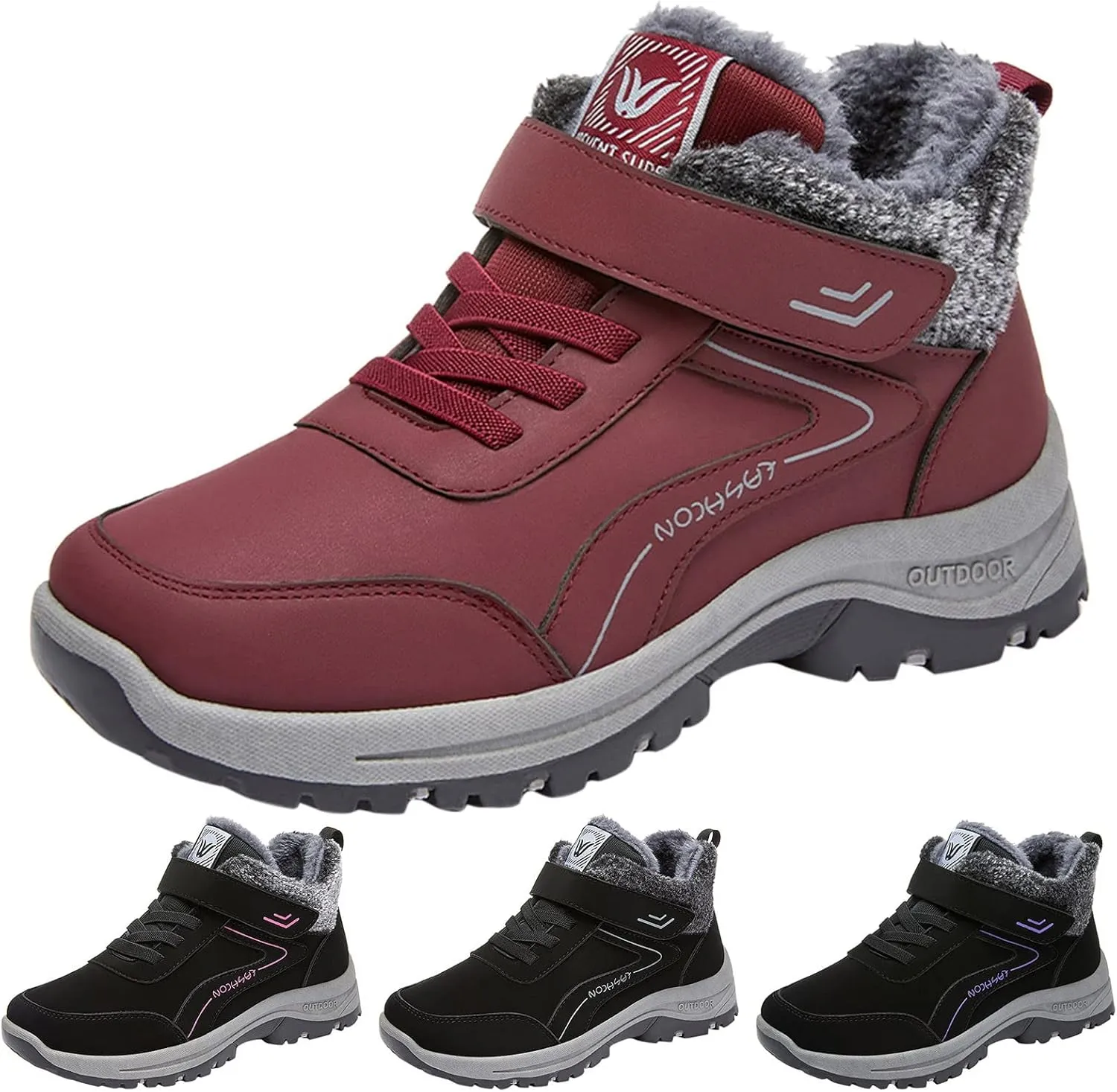 Men Work Boots Wide Width Hiking Sneakers Shoes with Fur Lined Womens Safety Toe Shoes Waterproof Waterproof Outdoor Shoes Lightweight Anti Slip Hike Grounded Footwear