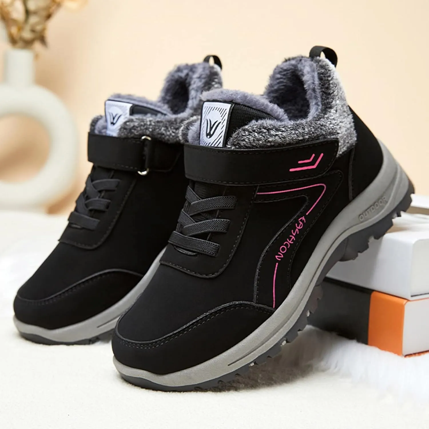 Men Work Boots Wide Width Hiking Sneakers Shoes with Fur Lined Womens Safety Toe Shoes Waterproof Waterproof Outdoor Shoes Lightweight Anti Slip Hike Grounded Footwear