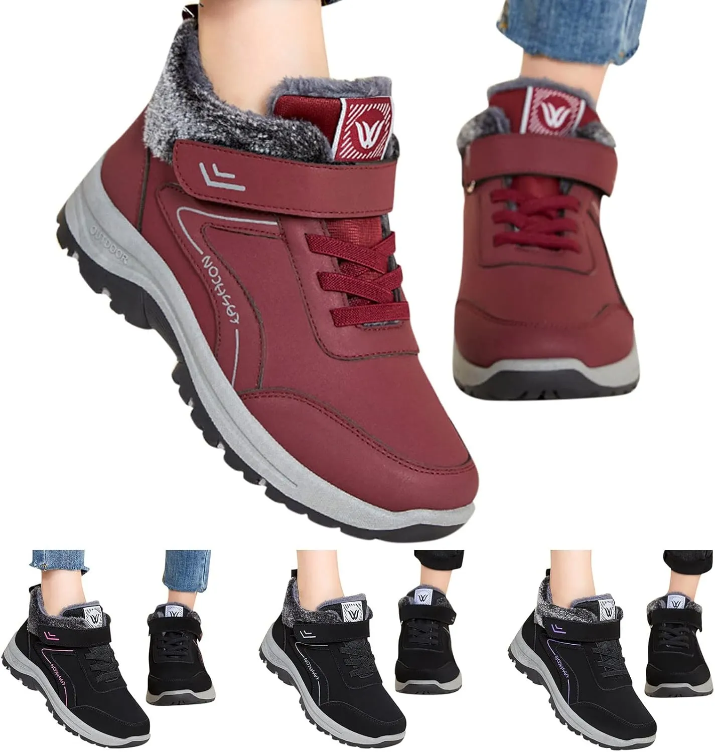 Men Work Boots Wide Width Hiking Sneakers Shoes with Fur Lined Womens Safety Toe Shoes Waterproof Waterproof Outdoor Shoes Lightweight Anti Slip Hike Grounded Footwear