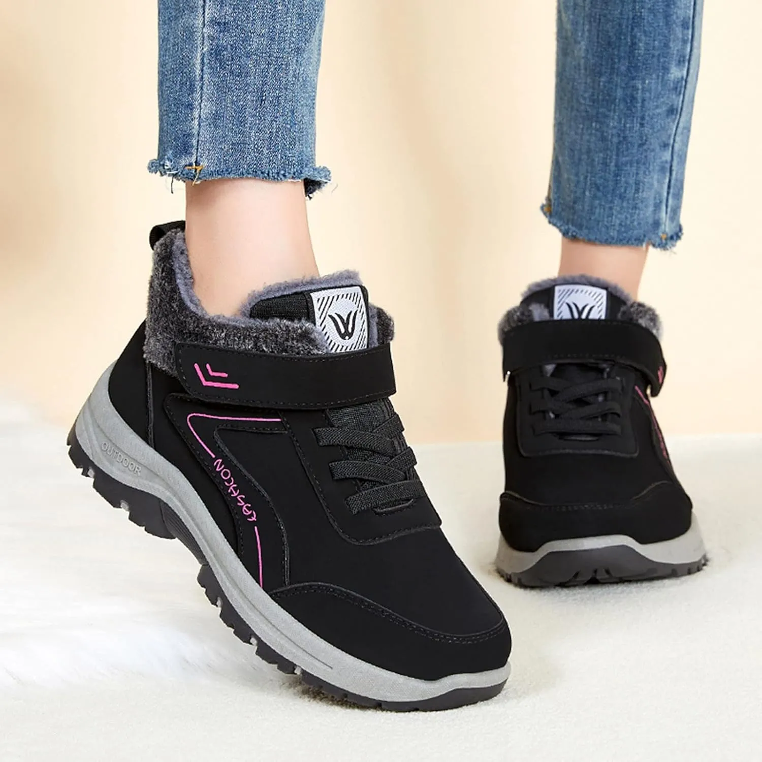 Men Work Boots Wide Width Hiking Sneakers Shoes with Fur Lined Womens Safety Toe Shoes Waterproof Waterproof Outdoor Shoes Lightweight Anti Slip Hike Grounded Footwear