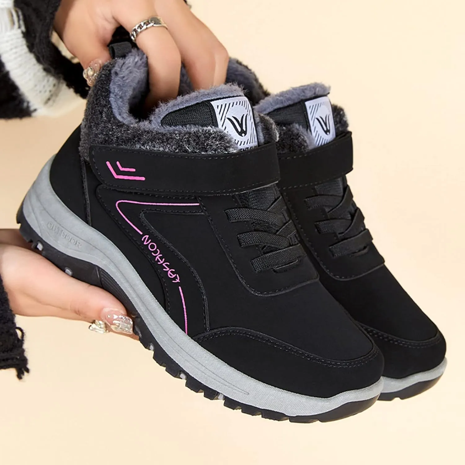 Men Work Boots Wide Width Hiking Sneakers Shoes with Fur Lined Womens Safety Toe Shoes Waterproof Waterproof Outdoor Shoes Lightweight Anti Slip Hike Grounded Footwear
