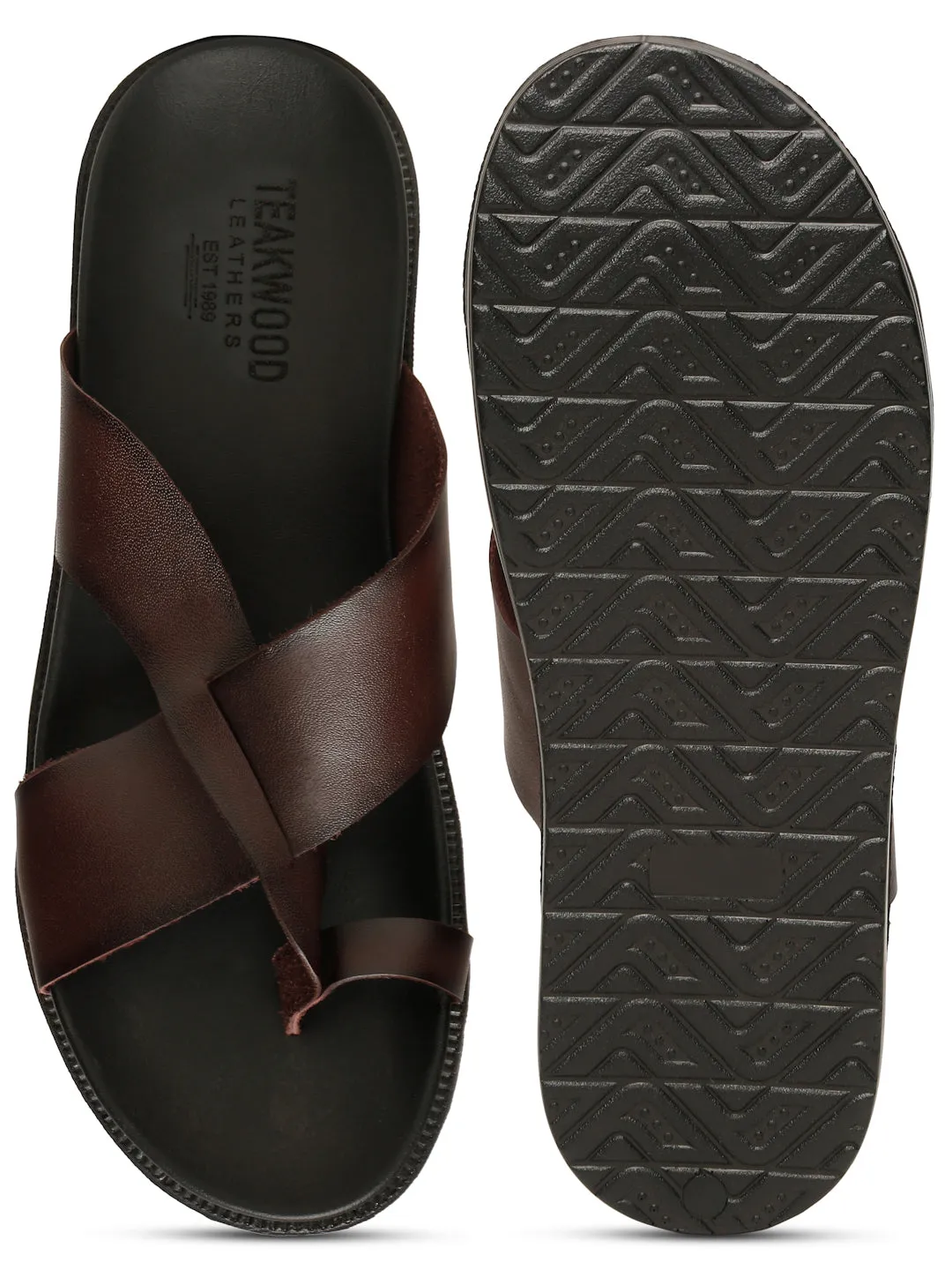 Men's Brown Leather Toe Loop Sandals