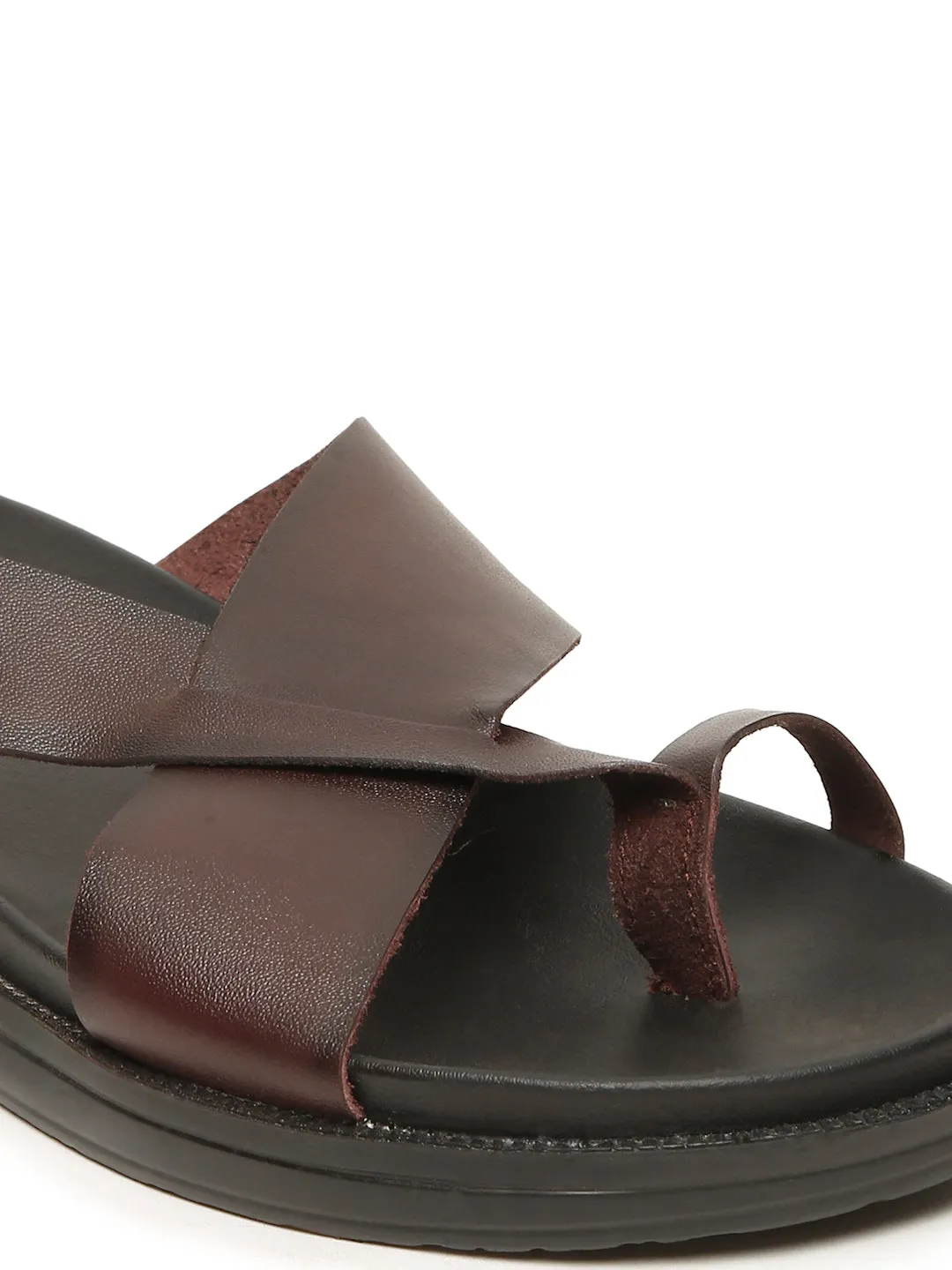 Men's Brown Leather Toe Loop Sandals