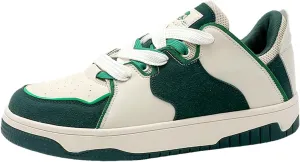 Men's Fashion Leather Lace up Platform Sneakers Lightweight Comfortable Round Toe Trainers Skateboarding Walking Shoes