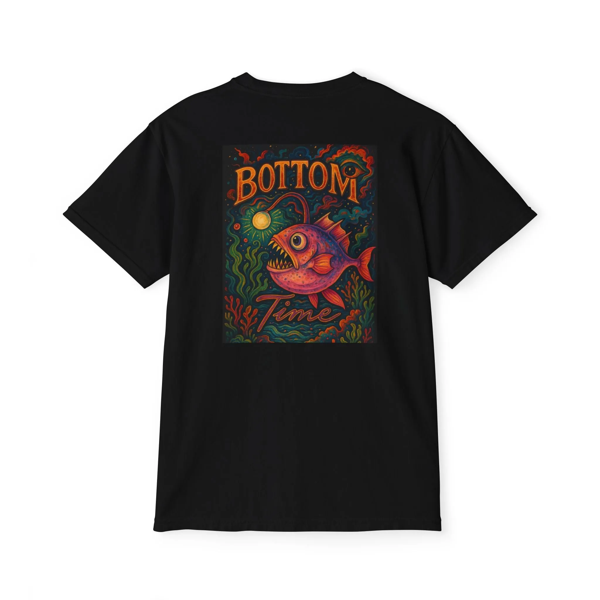 Men's Fish-Themed Pocket T-Shirt - "Bottom Time" Graphic