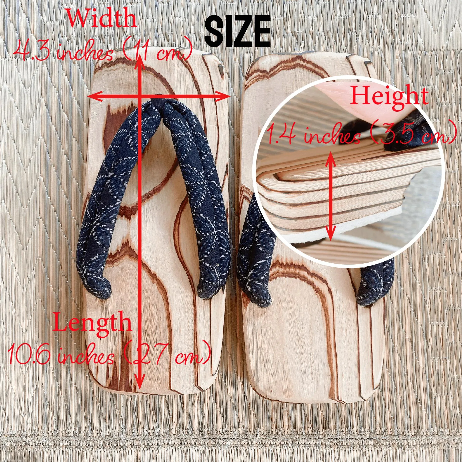 Men's Geta, Kimono Shoes, Wood Zori, Japanese Zouri, Light Brown, Excellent, Versatile, Lightweight Indoor & Outdoor Shoes
