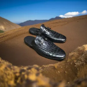 Men's Handmade Formal Shoes Tan Black Leather Slip On Stylish Mules For Men Gift for Men