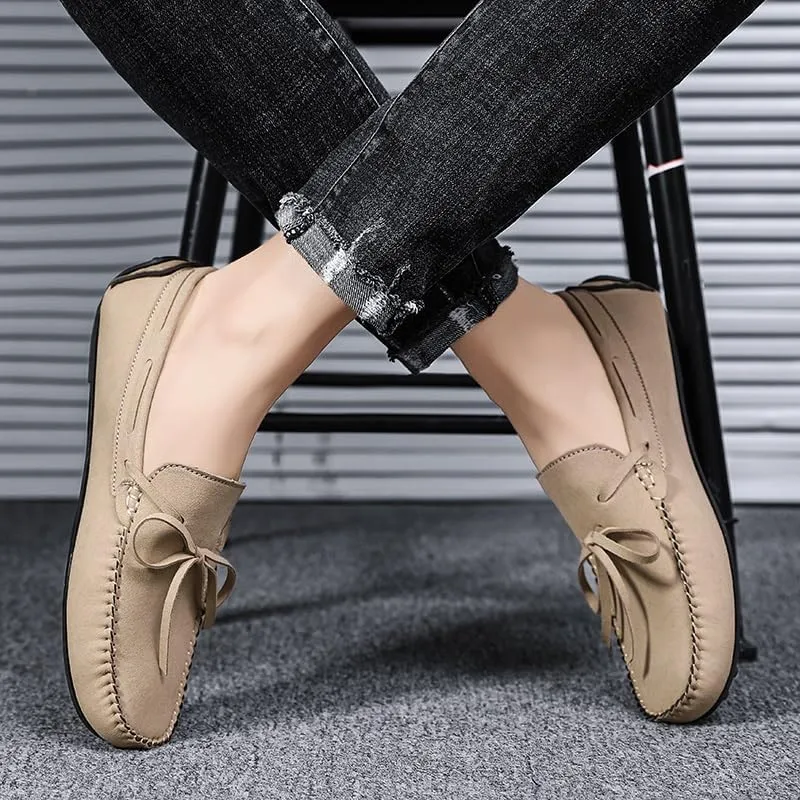 Men's Loafers Round Toe Suede Vamp Boat Shoes Driving Loafers Lightweight Flat Heel Comfortable Casual Outdoor Slip-on