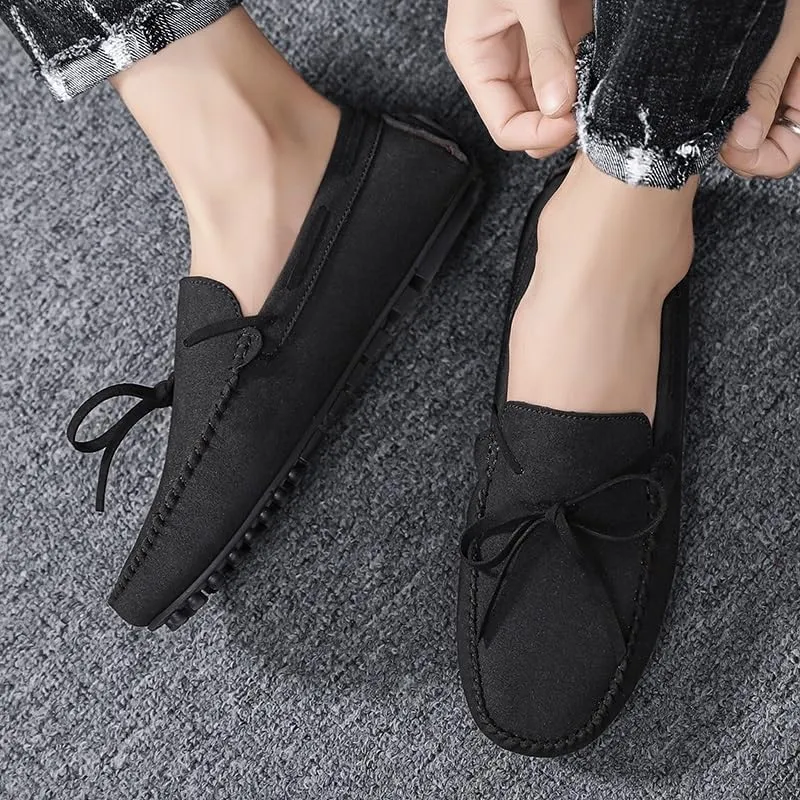 Men's Loafers Round Toe Suede Vamp Boat Shoes Driving Loafers Lightweight Flat Heel Comfortable Casual Outdoor Slip-on