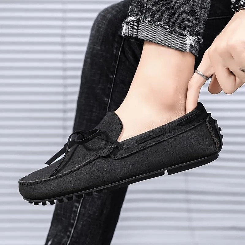 Men's Loafers Round Toe Suede Vamp Boat Shoes Driving Loafers Lightweight Flat Heel Comfortable Casual Outdoor Slip-on