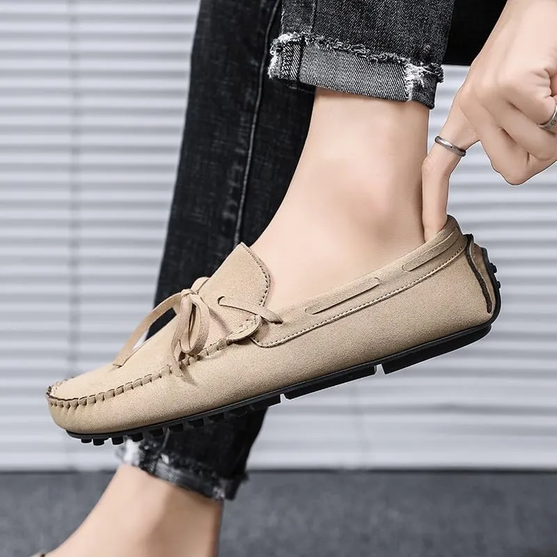 Men's Loafers Round Toe Suede Vamp Boat Shoes Driving Loafers Lightweight Flat Heel Comfortable Casual Outdoor Slip-on