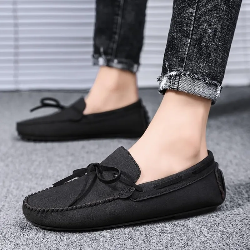 Men's Loafers Round Toe Suede Vamp Boat Shoes Driving Loafers Lightweight Flat Heel Comfortable Casual Outdoor Slip-on