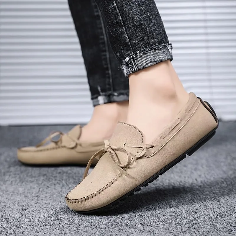 Men's Loafers Round Toe Suede Vamp Boat Shoes Driving Loafers Lightweight Flat Heel Comfortable Casual Outdoor Slip-on