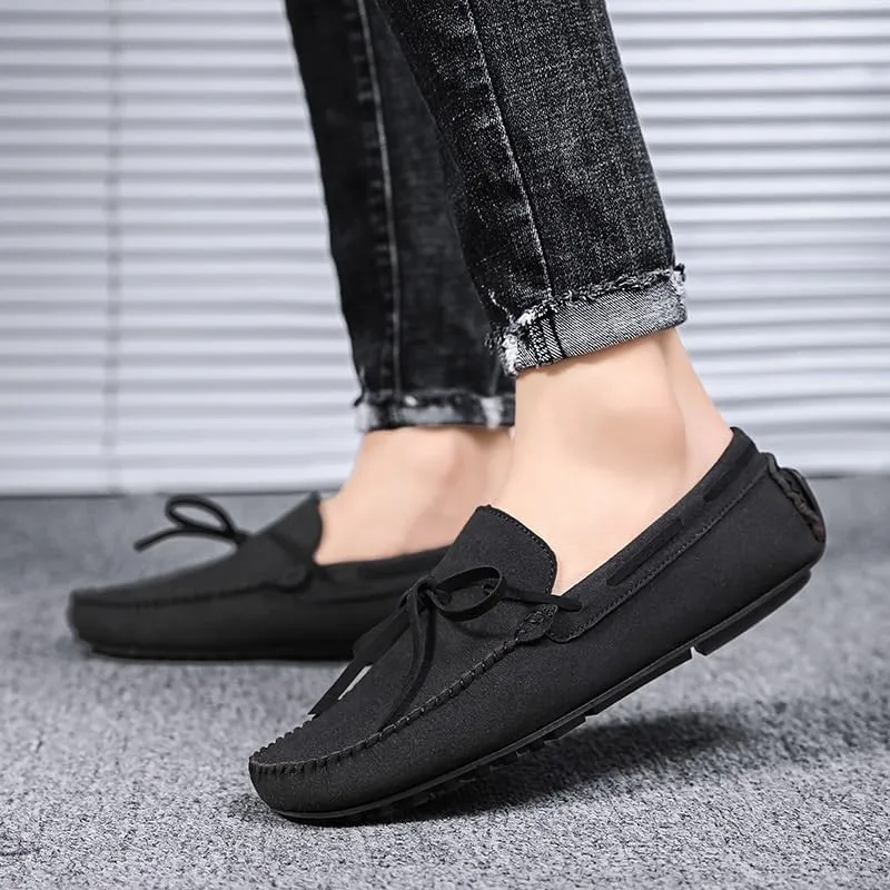 Men's Loafers Round Toe Suede Vamp Boat Shoes Driving Loafers Lightweight Flat Heel Comfortable Casual Outdoor Slip-on