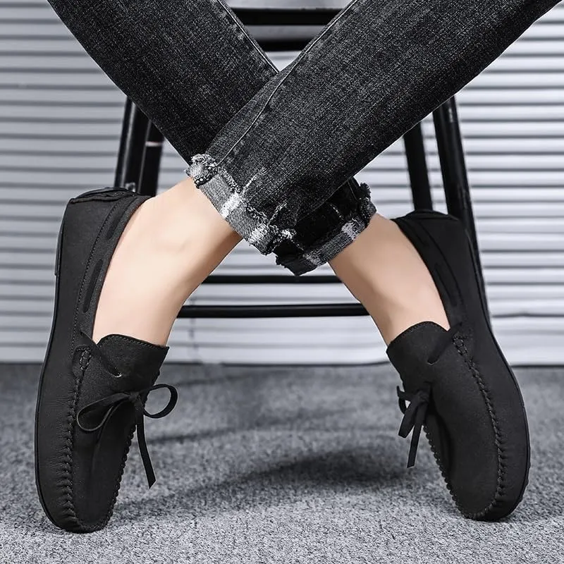 Men's Loafers Round Toe Suede Vamp Boat Shoes Driving Loafers Lightweight Flat Heel Comfortable Casual Outdoor Slip-on