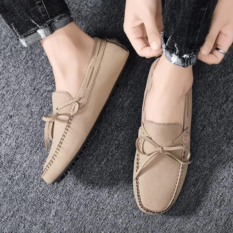 Men's Loafers Round Toe Suede Vamp Boat Shoes Driving Loafers Lightweight Flat Heel Comfortable Casual Outdoor Slip-on