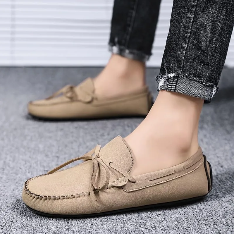 Men's Loafers Round Toe Suede Vamp Boat Shoes Driving Loafers Lightweight Flat Heel Comfortable Casual Outdoor Slip-on