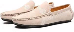 Men's Loafers Round Toe Suede Vamp Driving Loafers Flat Heel Lightweight Anti-Slip Party Slip-ons