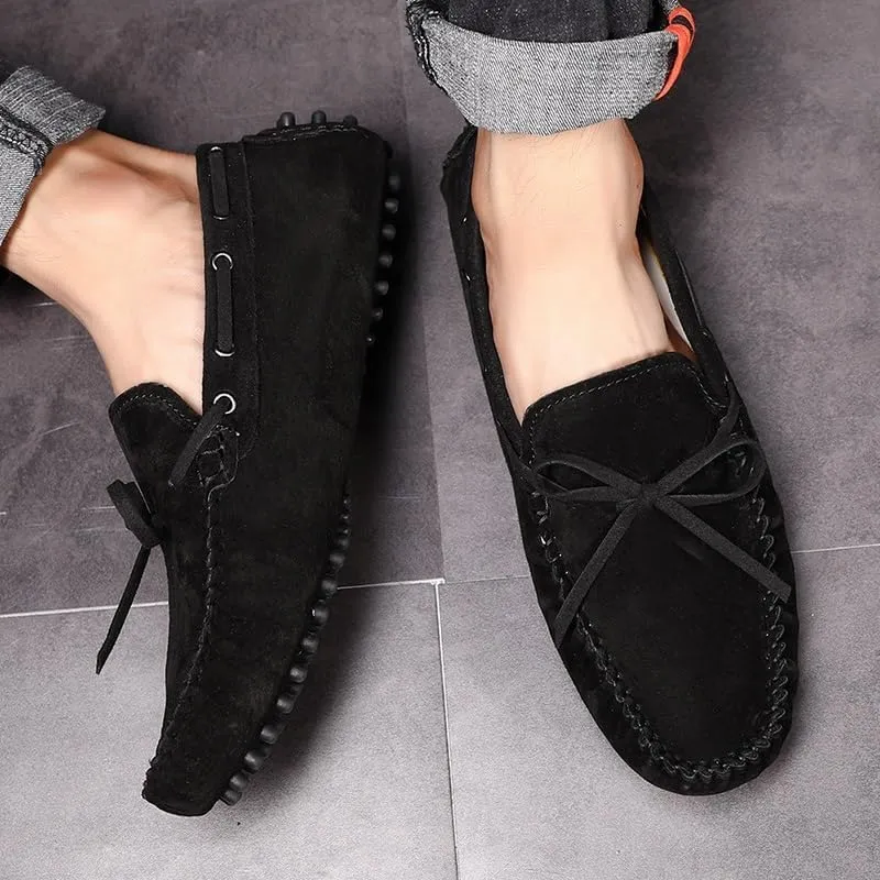 Men's Loafers Shoes Round Toe Solid Color Suede Vamp Boat Driving Loafers Comfortable Slip Resistant Lightweight Fashion Slip-ons
