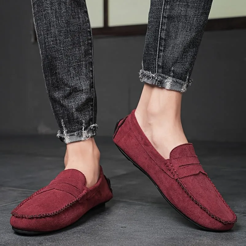 Men's Loafers Shoes Round Toe Suede Vamp Penny Driving Loafers Resistant Comfortable Anti-Slip Classic Party Slip On