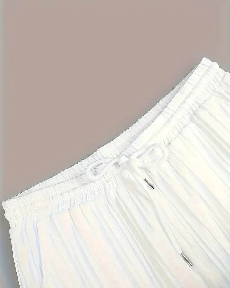 Men's Pleated White Top Bottom Set