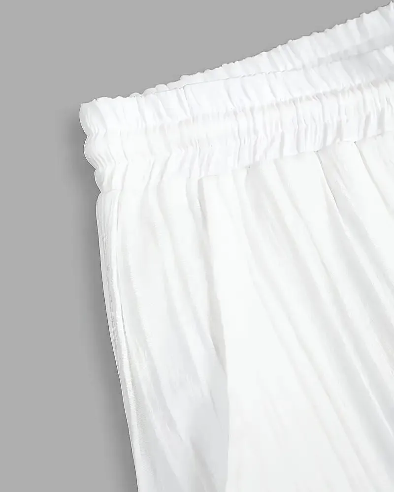 Men's Pleated White Top Bottom Set