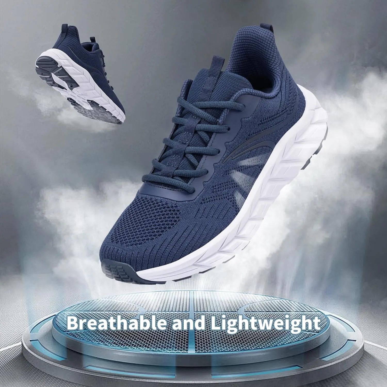 Men's Wide Walking Shoes Breathable Mesh Athletic Sneakers Wide Toe Box Shoes with Arch Support for Plantar Fasciitis