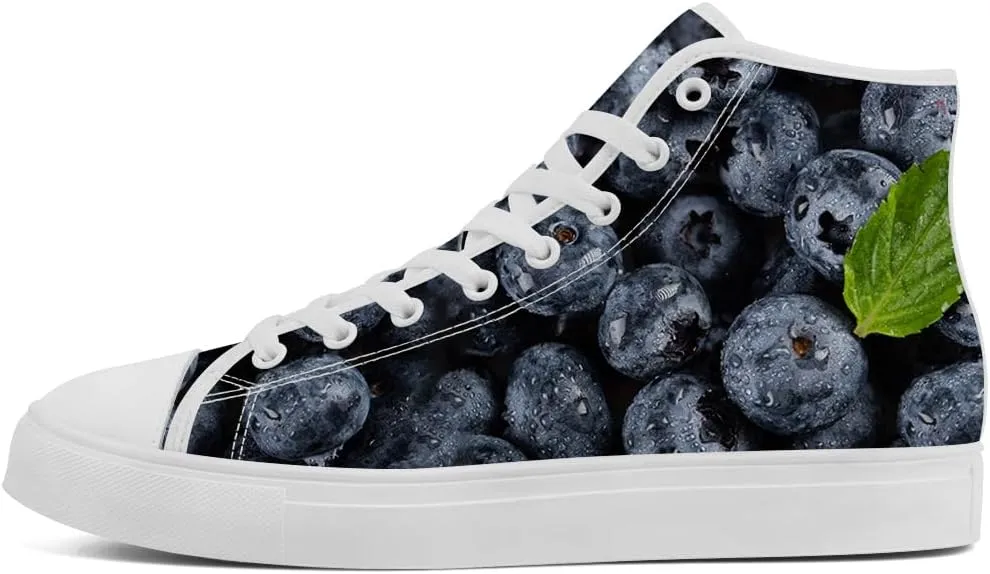Men's Women's High Top Canvas Shoes Blueberry High Top Sneakers Lace Up Casual Shoes Gifts for Men Women