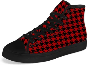 Men's Women's Houndstooth High Top Canvas Shoes High Top Sneakers Lace Up Casual Shoes Gifts for Men Women