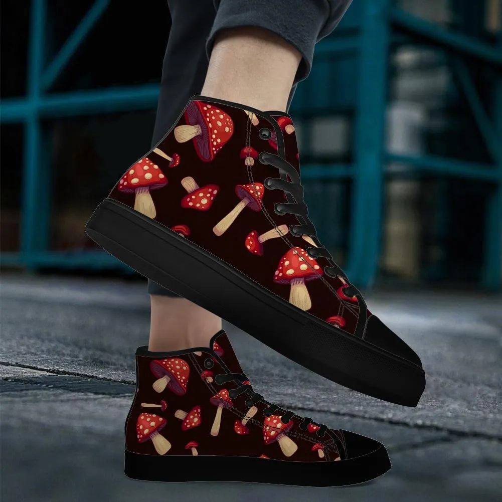 Men's Women's Mushroom High Top Sneakers High Top Canvas Shoes Lace Up Casual Shoes Gifts for Men Women