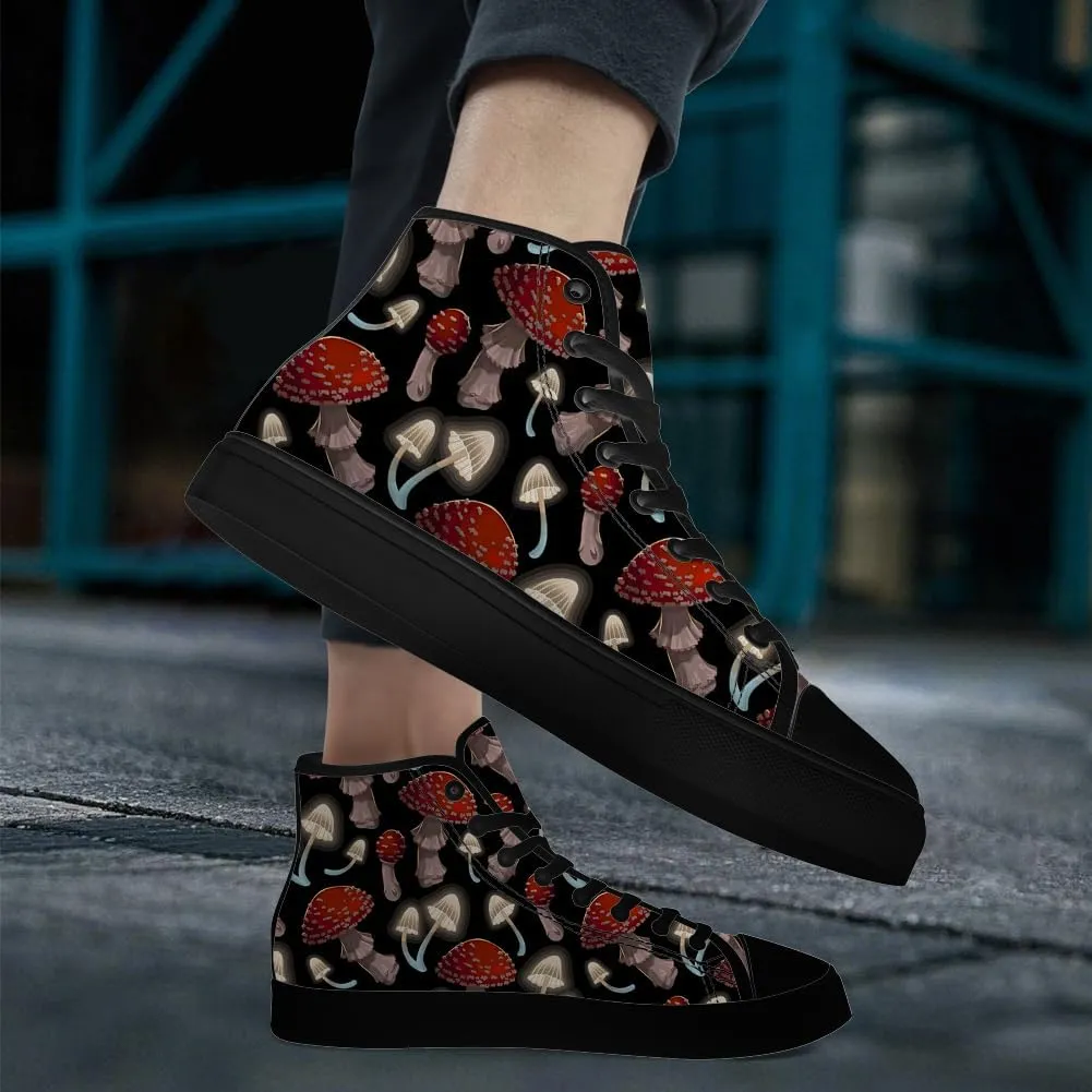 Men's Women's Mushroom High Top Sneakers High Top Canvas Shoes Lace Up Casual Shoes Gifts for Men Women